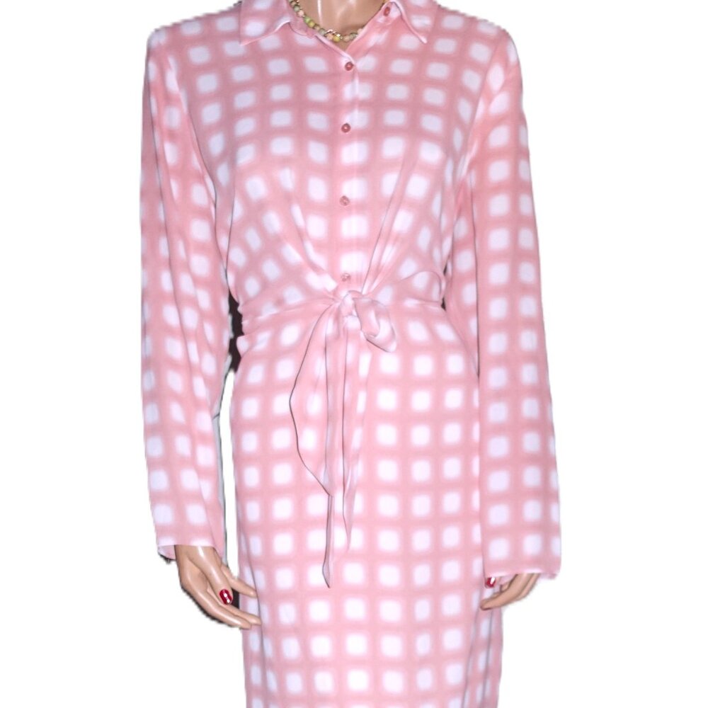 Calvin Klein Pink White Polka Dot Midi Dress XL